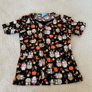 Scrubbed HQ Owl Thanksgiving/Fall themed scrub top
